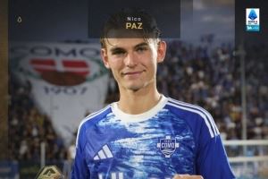 传射建功!20岁帕斯当选科莫2-0拉齐奥全场最佳球员